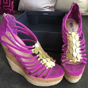 H by Halston purple wedges
